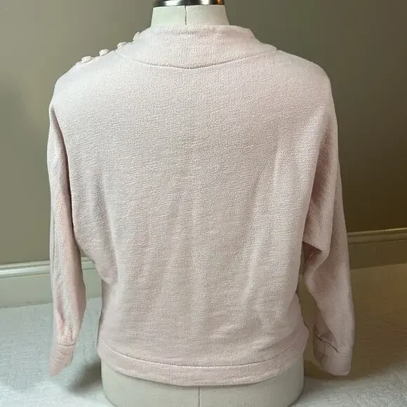 J. Crew blush pink cotton mock neck dolman sleeves crop sweatshirt S - Picture 4 of 10